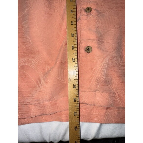 Caribbean Men’s Short Sleeve Modal PolyesterButton Down, Sz 3XB, Hawaiian, Peach - Picture 9 of 10